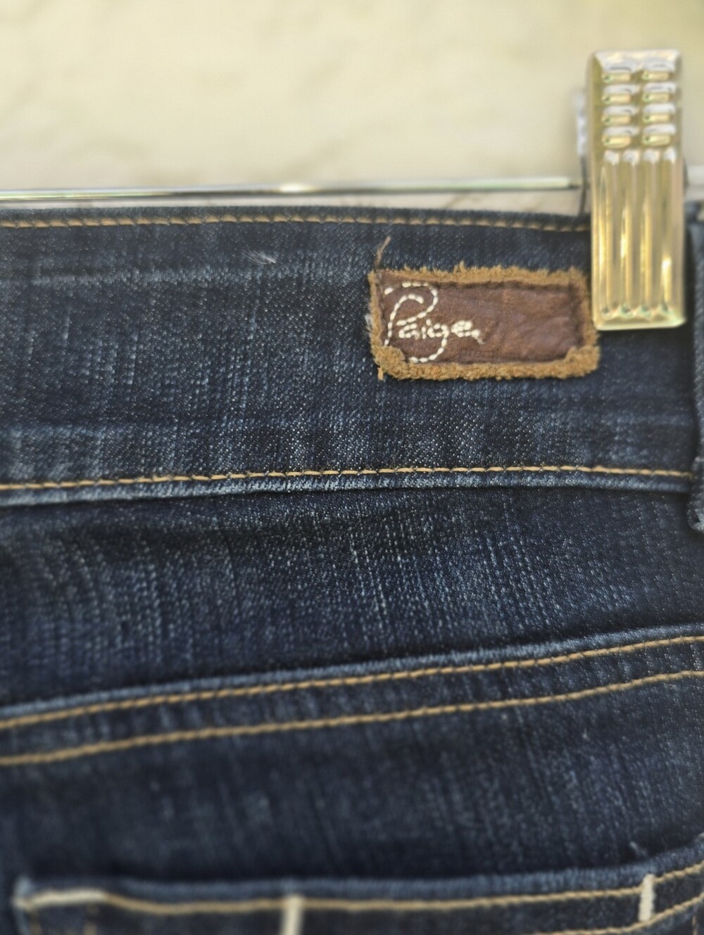 Paige Premium Denim High Heel Bootcut Jeans Dark Wash Double Button Dize 28 - Picture 5 of 12